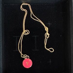 Gold and Hot Pink Pendant Necklace